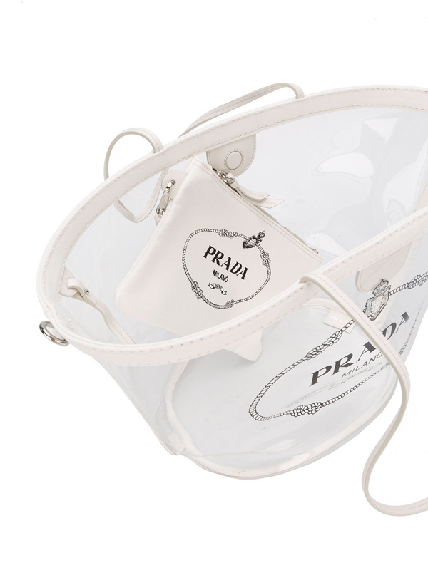 2018新作 PRADA PVC BAG プラダコピー PVC スケルトン ロゴ入り トートバッグ 1BG166 MOO2BY5F0009
