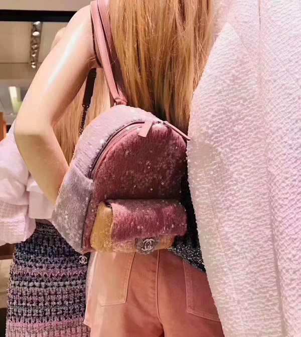 シャネルスーパーコピー 2018新作 スパンコールリュック Pink系 A57418 Y83560