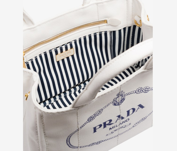 2018新作 PRADA プラダコピー カナパ Mサイズ ストライプ ショルダー付