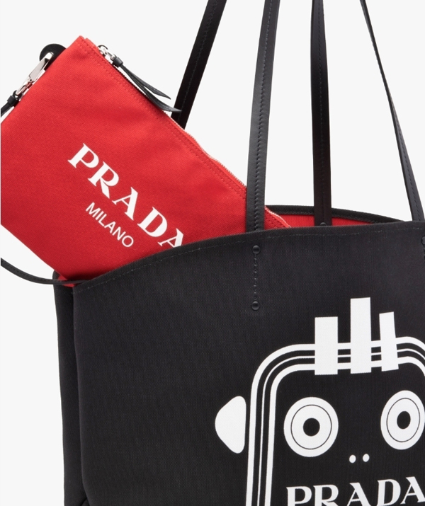 2018新作 PRADA プラダコピー☆ポップなロボット キャンバストートバッグ 1BG220_4OMA_F0P50_V_OS4