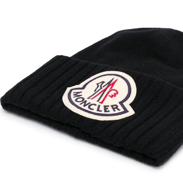 2025新作品★MONCLER モンクレールスーパーコピー《ブラックウール ロゴ パッチビーニー》29926200_A9186_778