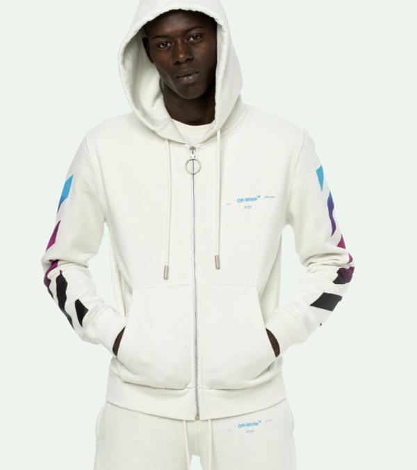 新作 ホワイト オフ ホワイト レプリカ パーカー off white tokyo Gradient print full-zip hoodie 新作 ホワイト オフ ホワイト レプリカ パーカー off white tokyo Gradient print full-zip hoodie