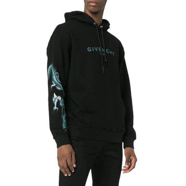 2025新作限定大人気 ジバンシィ偽物 パーカー GIVENCHY 20AW Logo&Dragon BLACK