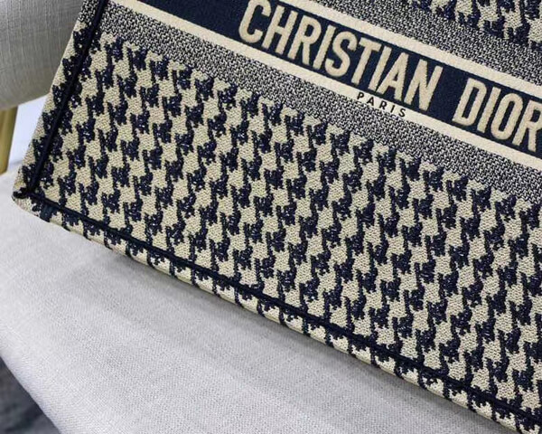 ディオール ブックトート コピー ディオール Book Tote ブックトート ルレックス刺繍入りブラックのハウンドトゥース