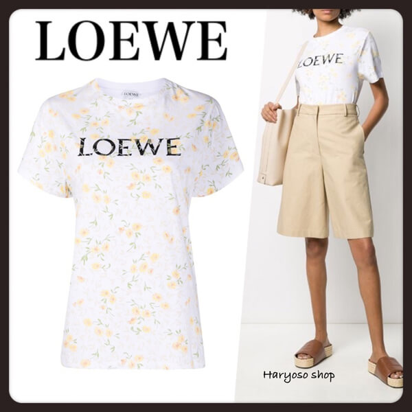 「25ans7月掲載」★ロエベ★ロエベ Tシャツ 偽物 フローラル ロゴ Tシャツ
