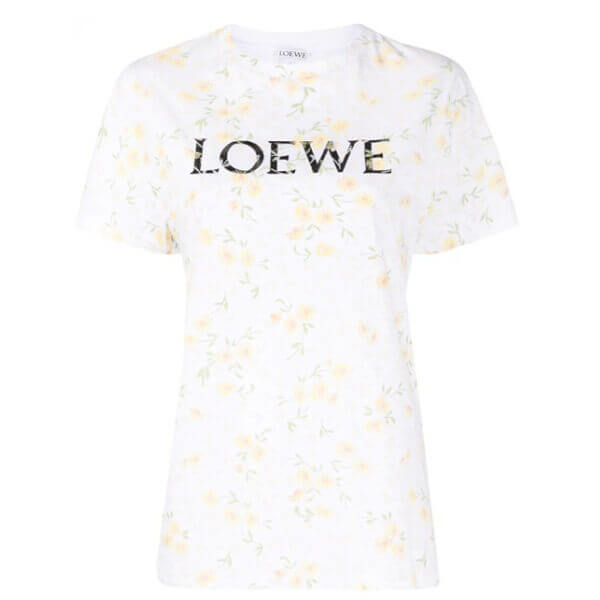「25ans7月掲載」★ロエベ★ロエベ Tシャツ 偽物 フローラル ロゴ Tシャツ