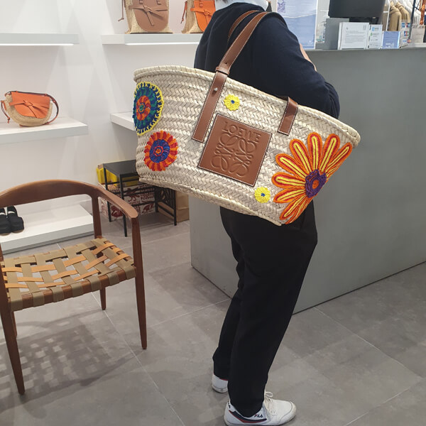 ◆VIPセール◆ロエベ♪BASKET♪FLORAL ロエベ かごバッグ コピー ラフィアLarge 327.02FS81