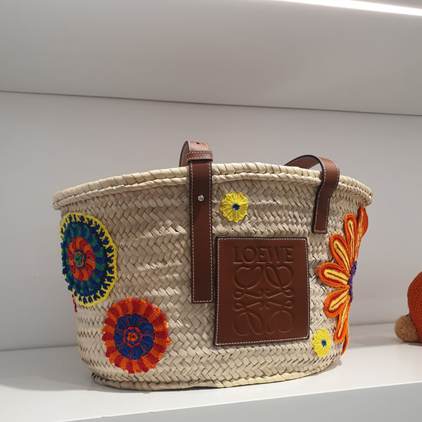 ◆VIPセール◆ロエベ♪BASKET♪FLORAL ロエベ かごバッグ コピー ラフィアLarge 327.02FS81