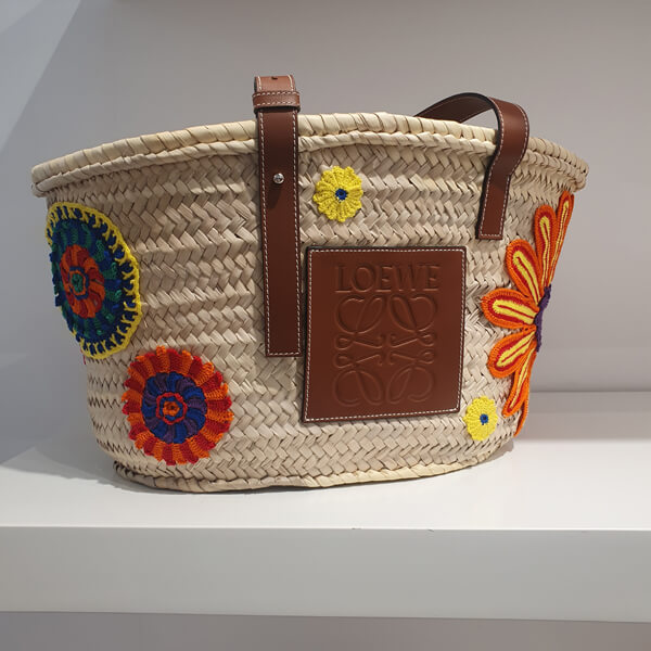 ◆VIPセール◆ロエベ♪BASKET♪FLORAL ロエベ かごバッグ コピー ラフィアLarge 327.02FS81