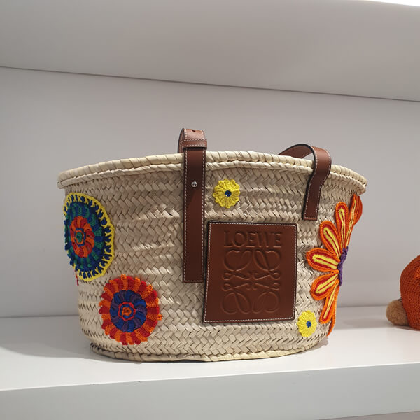 ◆VIPセール◆ロエベ♪BASKET♪FLORAL ロエベ かごバッグ コピー ラフィアLarge 327.02FS81