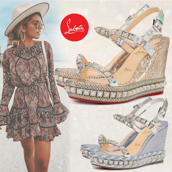 ルブタン サンダル コピー SUMMERスタイル【Christian Louboutin】20SS新!煌びやか☆Pira Ryad 110 mm SPECCHIO☆クリスチャン ルブタン サンダル