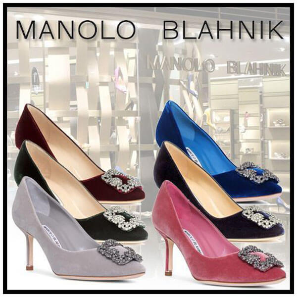 ☆マノロブラニク パンプス 偽物☆SALE★Manolo Blahnik Hangisi ベルベットパンプス 7cm