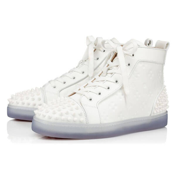 ◆ルブタン スニーカー 偽物◆Christian Louboutin Lou Spikes 2◆メンズハイカットスニーカー◆1201248W280