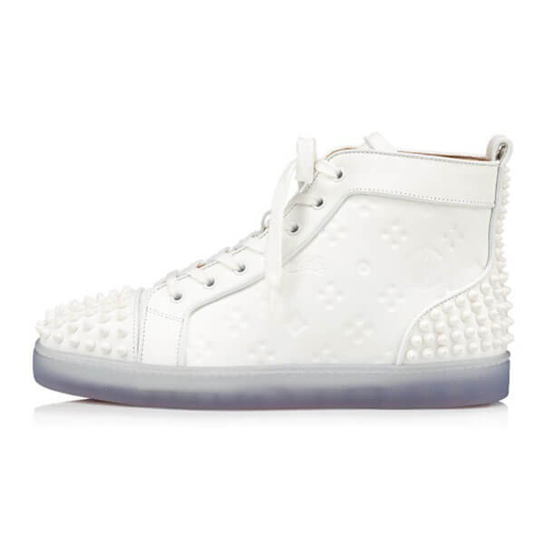 ◆ルブタン スニーカー 偽物◆Christian Louboutin Lou Spikes 2◆メンズハイカットスニーカー◆1201248W280