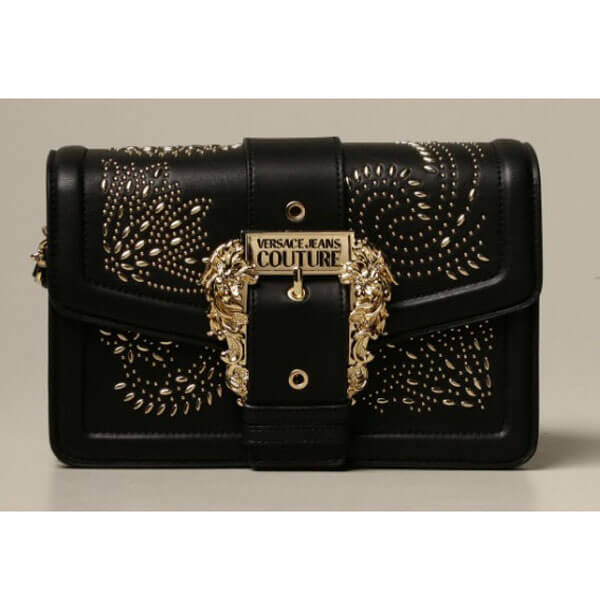ヴェルサーチ ショルダーバッグ コピー【VERSACE】レザー ブラック
