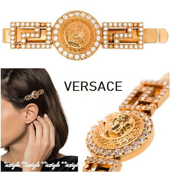 ヴェルサーチ 偽物☆Versace☆ メドゥーサ グレカ クリスタル バレッタ ヴェルサーチ 偽物☆Versace☆ メドゥーサ グレカ クリスタル バレッタ