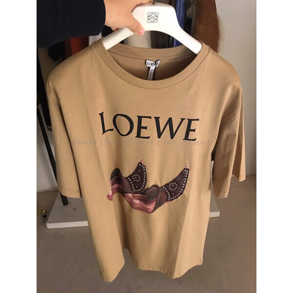ロエベ コピー Tシャツ ロエベ_men Clogs プリント Tシャツ/ベージュ