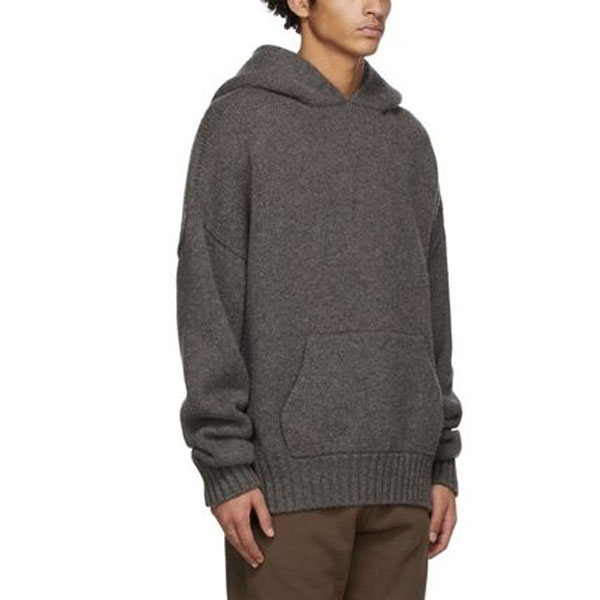 エッセンシャル パーカー 偽物 フィアオブゴッド★FEAR OF GOD★グレー ブラッシュ ニット フーディ
