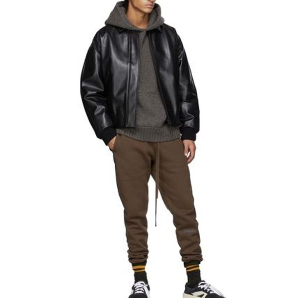 エッセンシャル パーカー 偽物 フィアオブゴッド★FEAR OF GOD★グレー ブラッシュ ニット フーディ