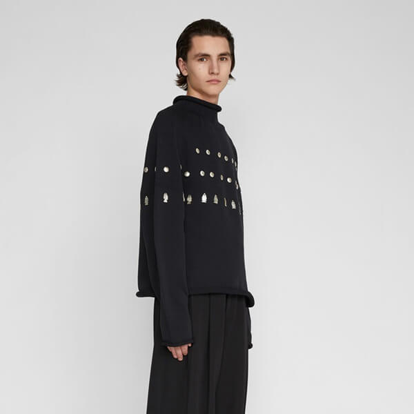 ジル・サンダー パーカー コピー【JIL SANDER】ロングスリーブセーター シルバーメタル
