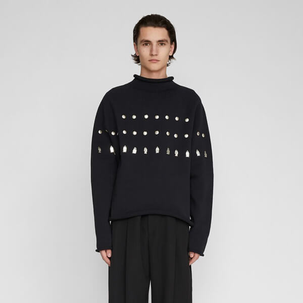 ジル・サンダー パーカー コピー【JIL SANDER】ロングスリーブセーター シルバーメタル