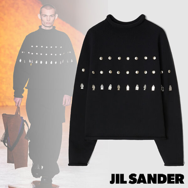 ジル・サンダー パーカー コピー【JIL SANDER】ロングスリーブセーター シルバーメタル