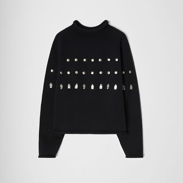 ジル・サンダー パーカー コピー【JIL SANDER】ロングスリーブセーター シルバーメタル
