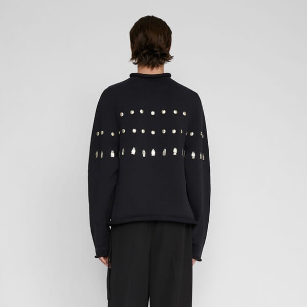 ジル・サンダー パーカー コピー【JIL SANDER】ロングスリーブセーター シルバーメタル