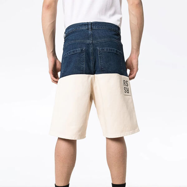 Raf Simonsラフシモンズ パンツ 偽物 バイカラーデニムショートパンツ