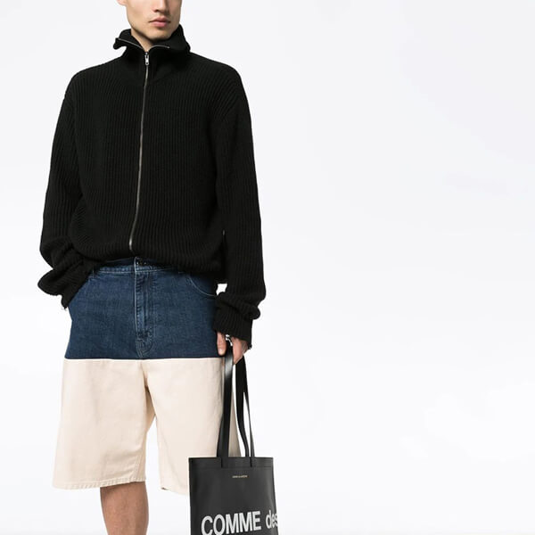 Raf Simonsラフシモンズ パンツ 偽物 バイカラーデニムショートパンツ