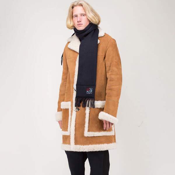 【大人気★即完売必至】アナグラム★ロエベ 偽物 マフラー パッド入り カシミヤ マフラー Navy Beige