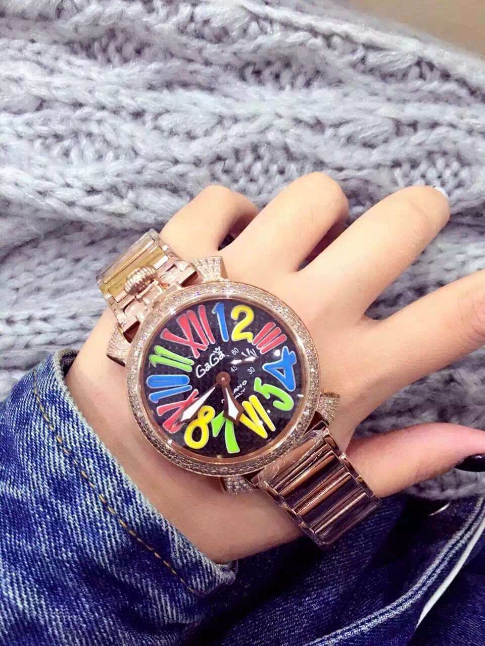 [GaGa MILANO] ガガミラノスーパーコピー 2016年春夏新作 ダイヤモンド装飾 腕時計 "MANUALE 40MM ACCIAIO 5020.1d"