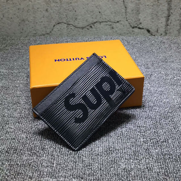 ルイヴィトン 財布 エピ×シュプリームコピー M67753 ポルト カルト・サーンプル シュプリームコラボカードケース ブラック